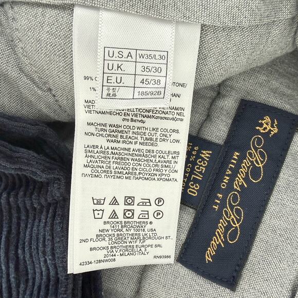 Brooks Brothers Corduroy Pants Mens 34x30 Navy Blue Milano Fit Wide Wale Cotton - Picture 8 of 11